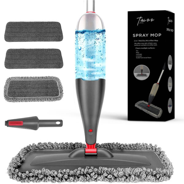 Spray Mop for Floor Cleaning with 3 Washable Pads, Wet and Dry Microfiber Mop with 800ML Refillable Bottle for Kitchen, Hardwood Floors, Laminate, Tile