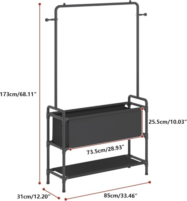 Taizz Ventures Clothing Rack with Storage Bag, 3-in-1 Garment Rack, Non-woven Shelves for Shoes, Clothes Rack for Bedroom, Hallway, Entryway - (Black) - Image 2