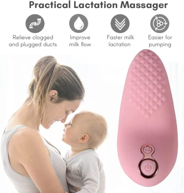 Taizz Ventures Soft Silicone Lactation Massager Comfortable Breast Massager 9 Vibration Modes 3 Different Strength for Breastfeeding Improving Milk Flow Clogged Ducts - Image 5